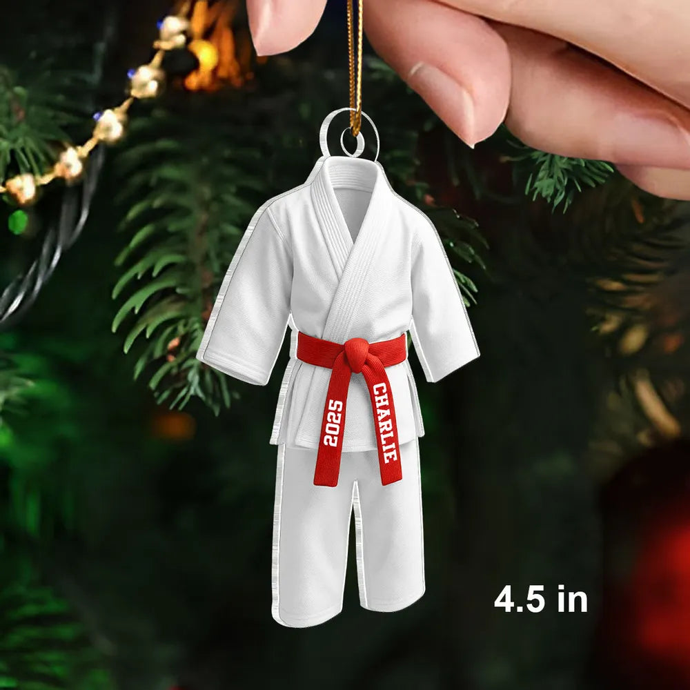 Personalized Martial Arts Uniform Acrylic Ornament, Unique Gift for Kids or Grandkids, Cute Dojo Keepsake for Home Decor