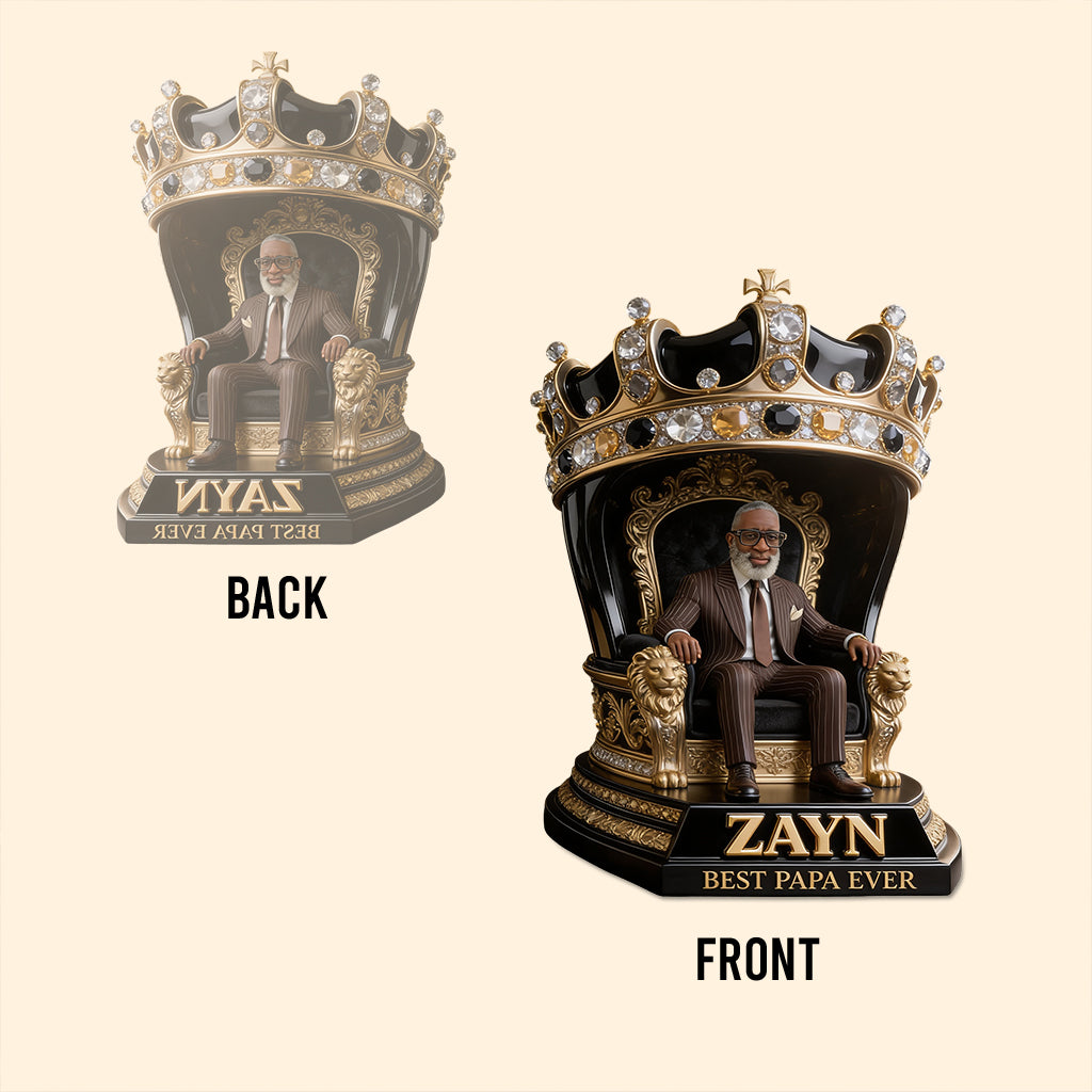 Custom King Throne Photo Figurine Statue | Personalized Best Dad Ever Crown Sculpture | Unique Father's Day Gift for Husband Office Desk Decor