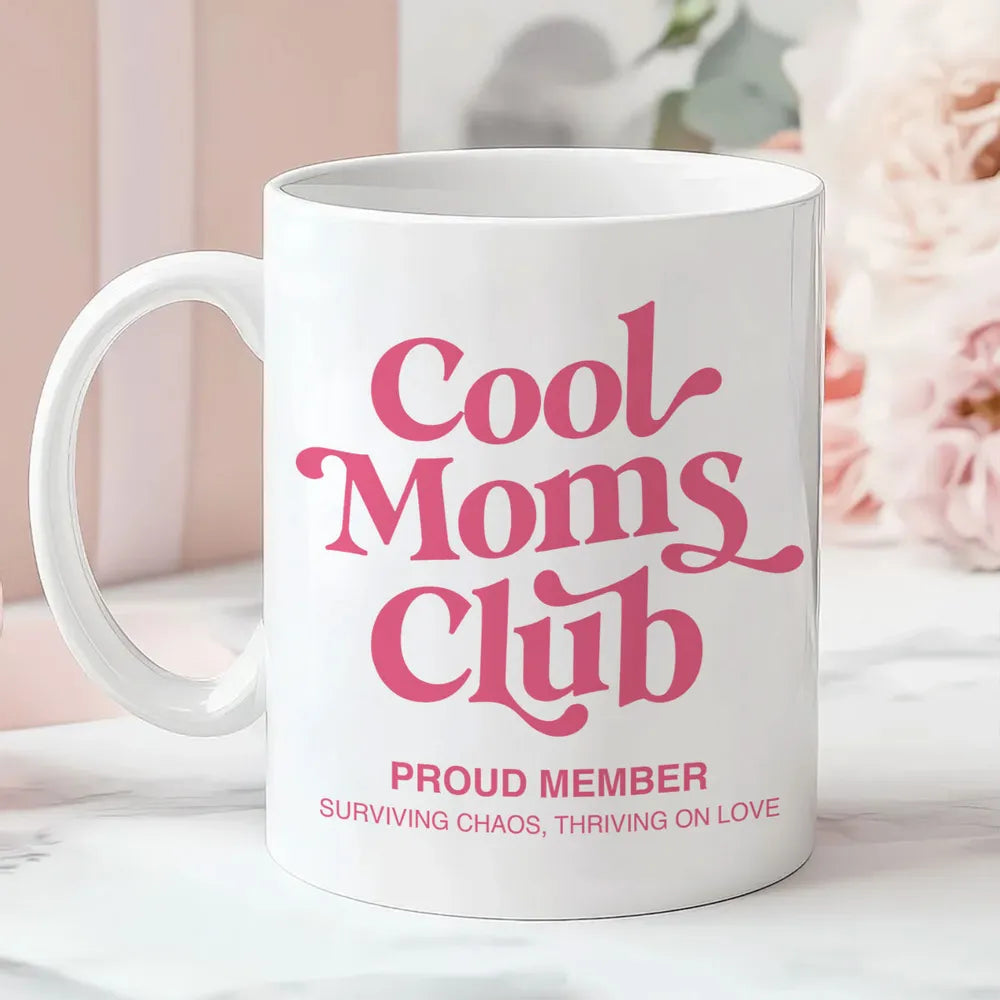 Personalized Cool Moms Club Ceramic Mug With Custom Cartoon Mom, Cute Daily Coffee Gift For Mom And Wife