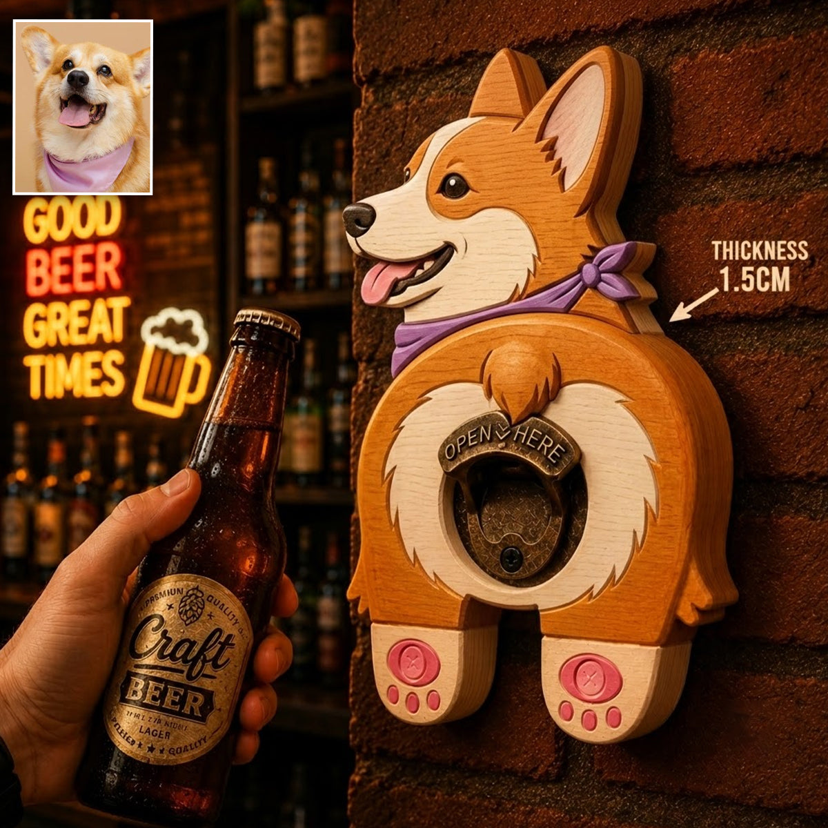 Dog Lover Gift, Hilarious Beer Lover Gift - Personalized Dog Wall Bottle Opener