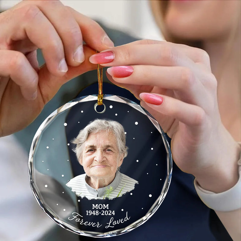 Custom Photo Crystal Ornament Keepsake – Your Wings Were Ready Memorial Circle for a Loved One, Meaningful Christmas Tree Gift