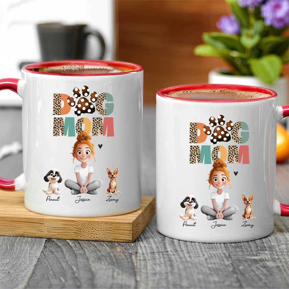 Cartoon Dog Mom Custom Mug – A Unique Surprise for Mother's Day, Valentine's Day, or Pet Lovers