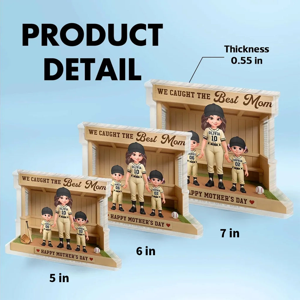 Personalized Shaped Acrylic Block Plaque, Best Mom Baseball Dugout Scene, Unique Mother's Day Gift for a Baseball Mom