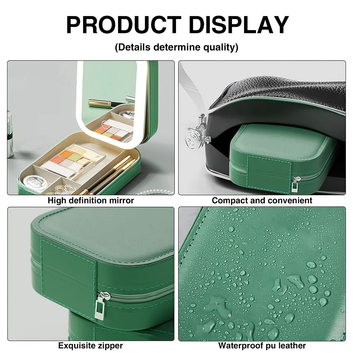 Personalized Leather LED Makeup Case with Crown Quote – Unique Granddaughter Gift from Grandma, Encouraging & Heartwarming Keepsake