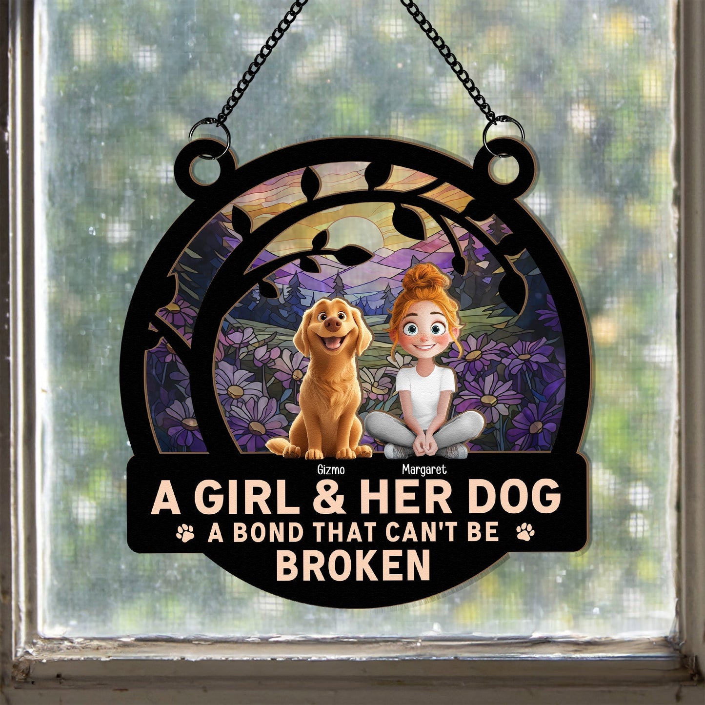 A Girl & Her Dogs - A Bond That Can’t Be Broken, Custom Wood and Acrylic Layered Ornament, Perfect Gift for Dog Lovers - Personalized Pet Memorial Gift for Mother’s Day, Pet Birthdays, and More!