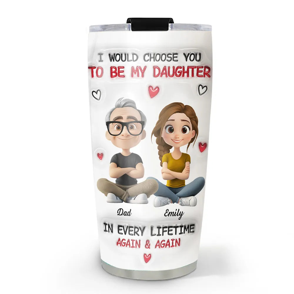 Insulated Travel Tumbler with Father & Daughter Illustration, A Heartwarming Gift for Everyday Use