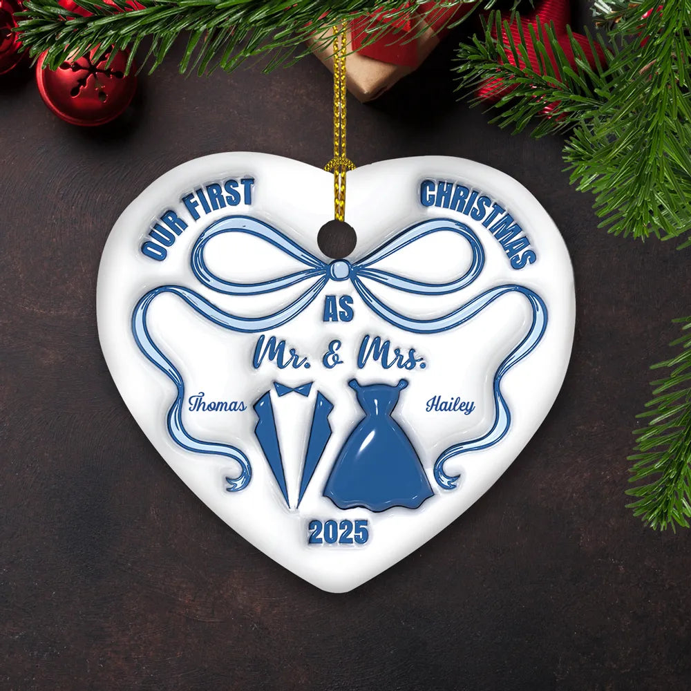 Ceramic Heart Ornament for Newlyweds, Smooth Finish, High-Quality Keepsake Gift for Lovers