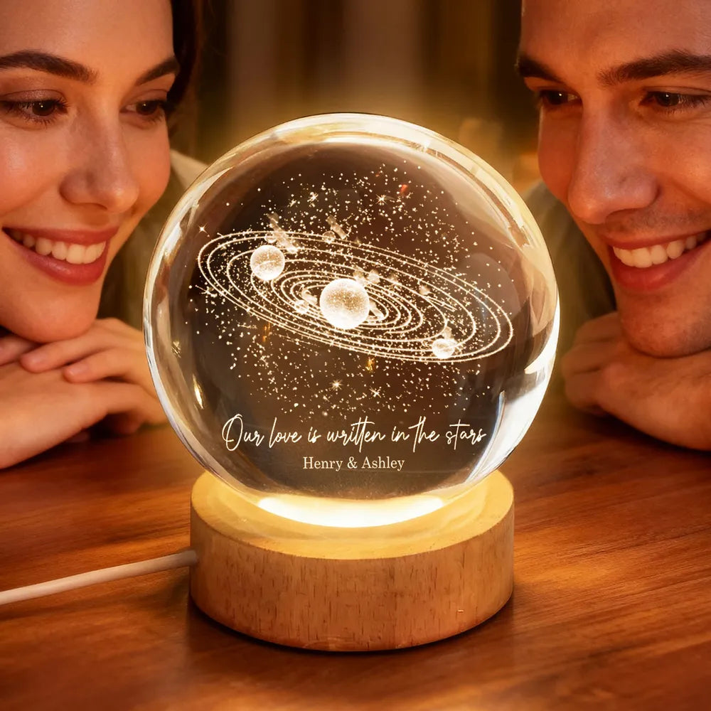 Personalized Globe Lamp with Starry Orbit Design Romantic Night Light Unique Gift for Couple