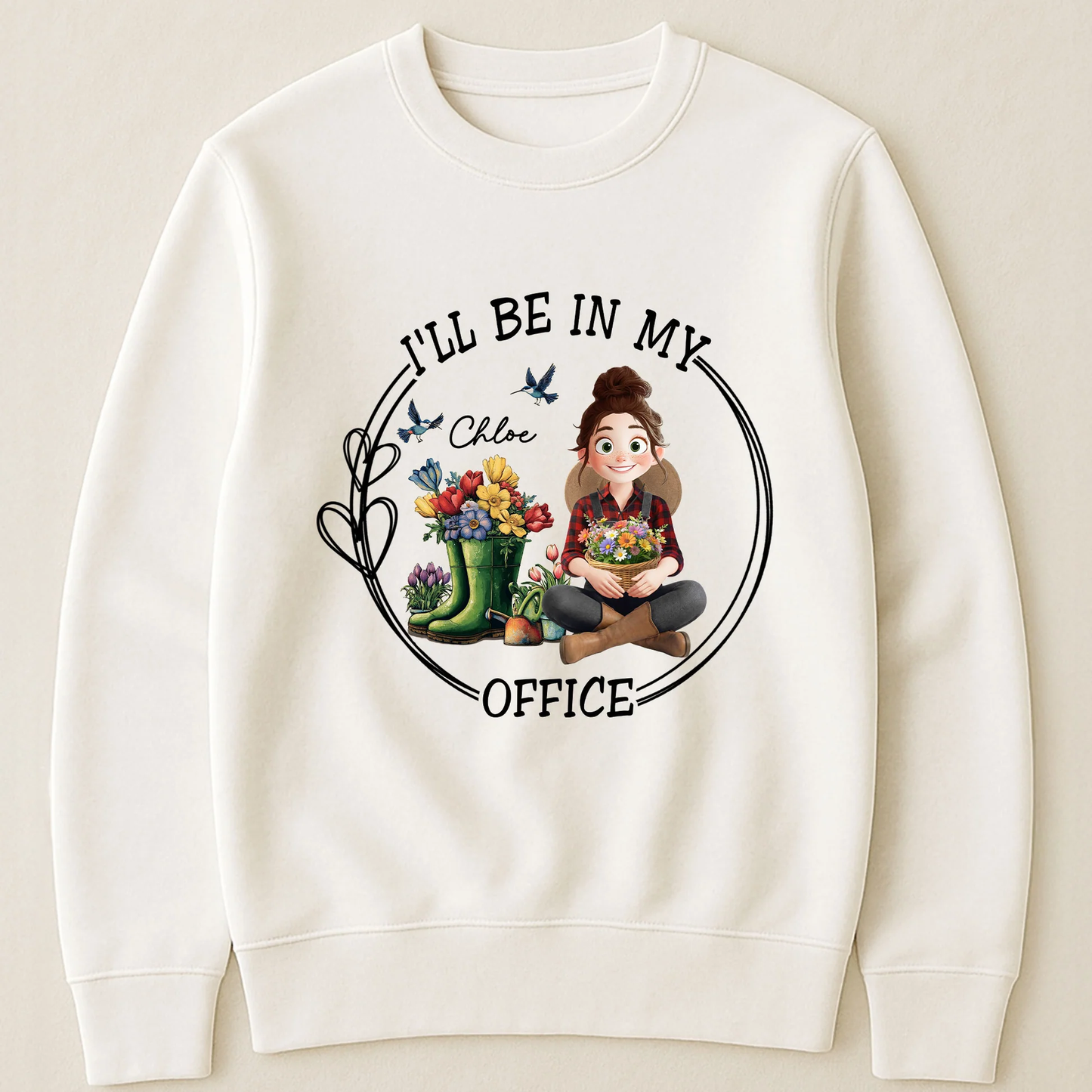 Personalized Gardener Classic Tee I'll Be In My Office Cute Cartoon Garden Scene - Unique Gift for Plant Lovers
