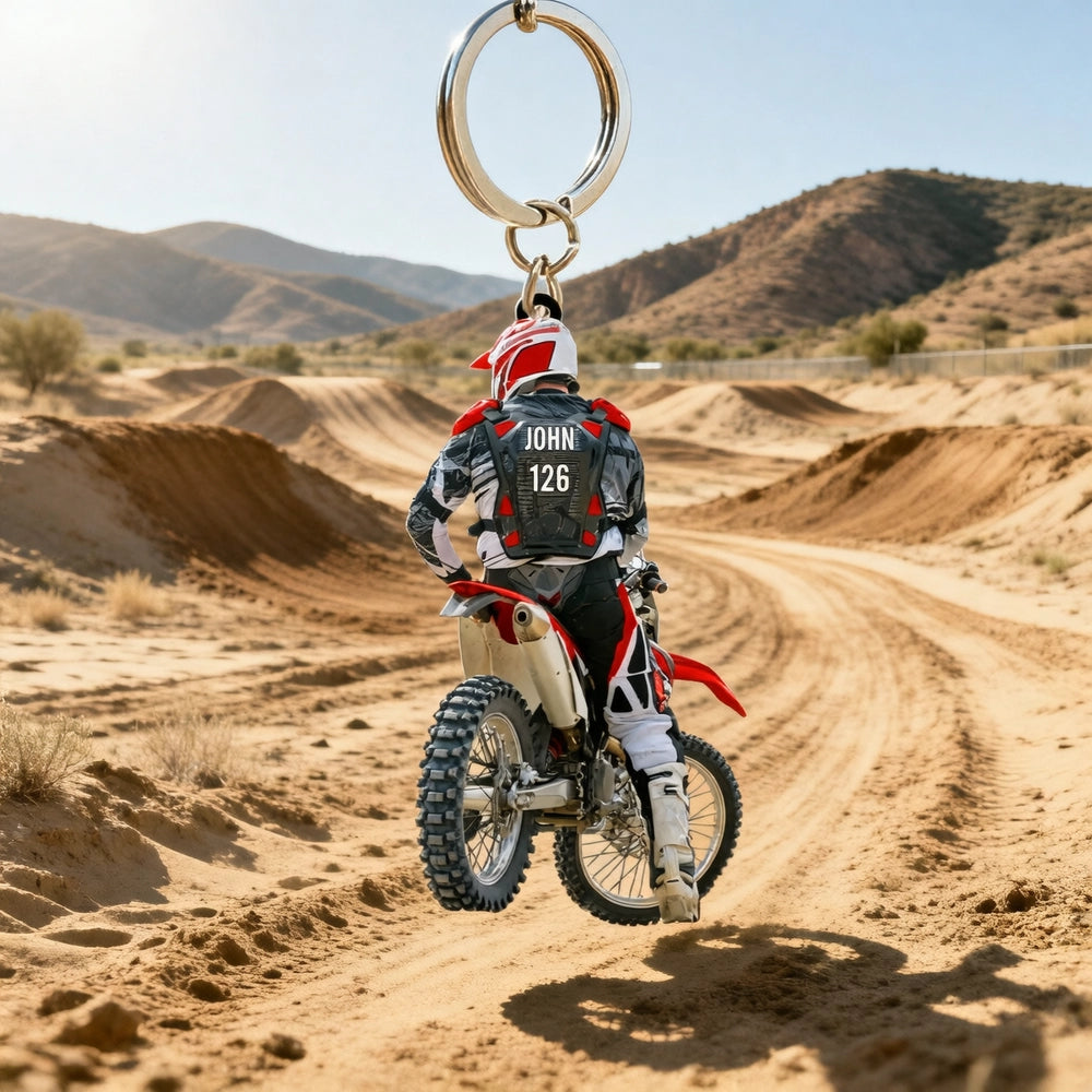 Personalized Motocross Rider Acrylic Keychain With Custom Name And Number Cool Accessory Unique Gift For Riders