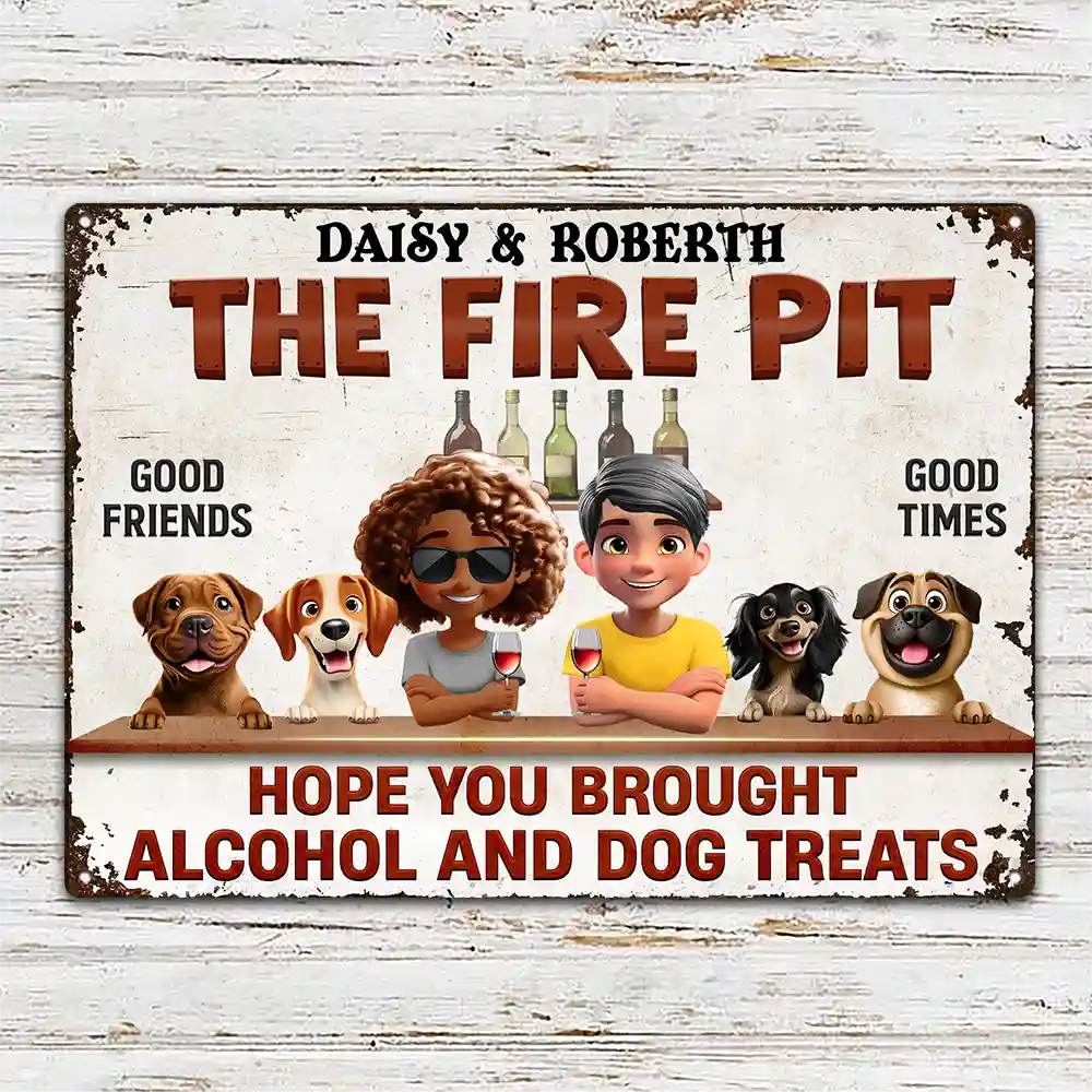 Personalized Iron Sign for Couples & Dog Lovers - Custom Outdoor Decor
