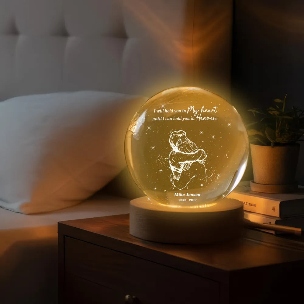 Personalized Globe Lamp Night Light for Memorial Keepsake, Couple Hugging Starry Design, Unique Sympathy Gift