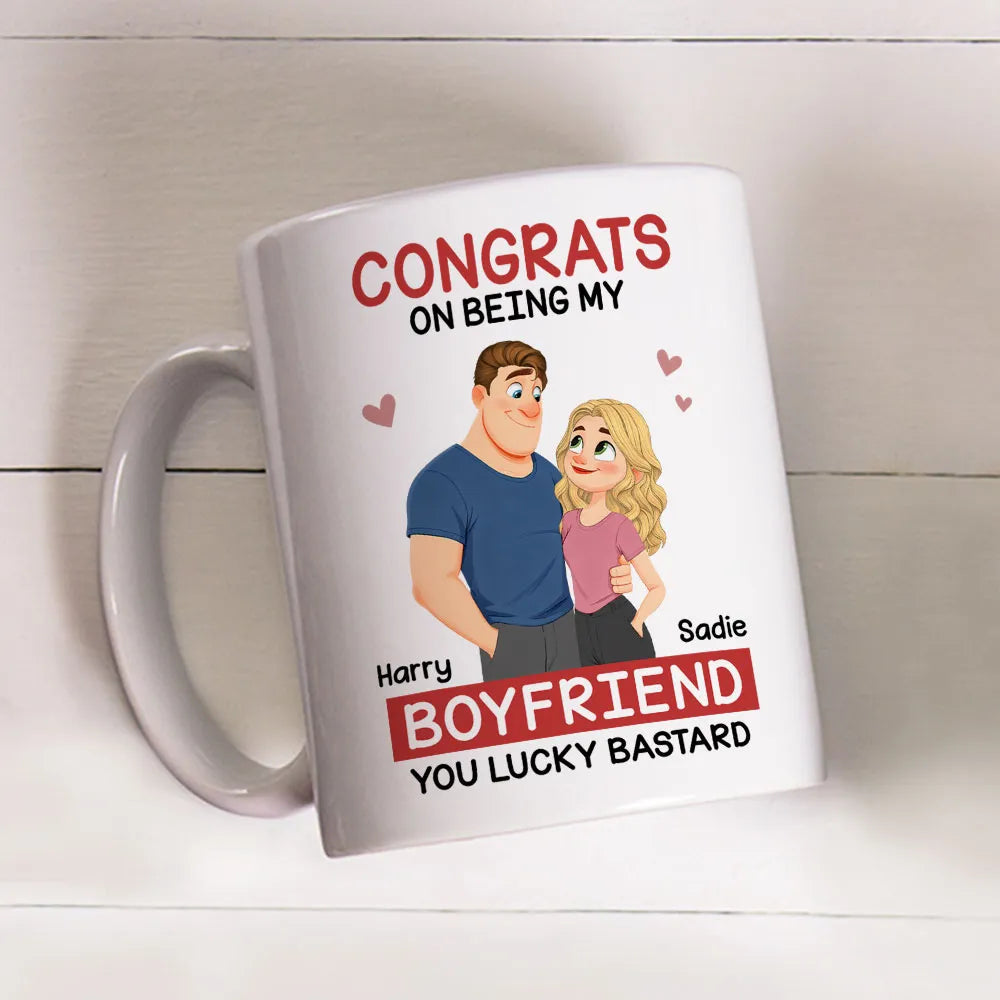 Funny Romantic Personalized Ceramic Mug Congrats On Being My Husband Cute Couple Coffee Gift for Him