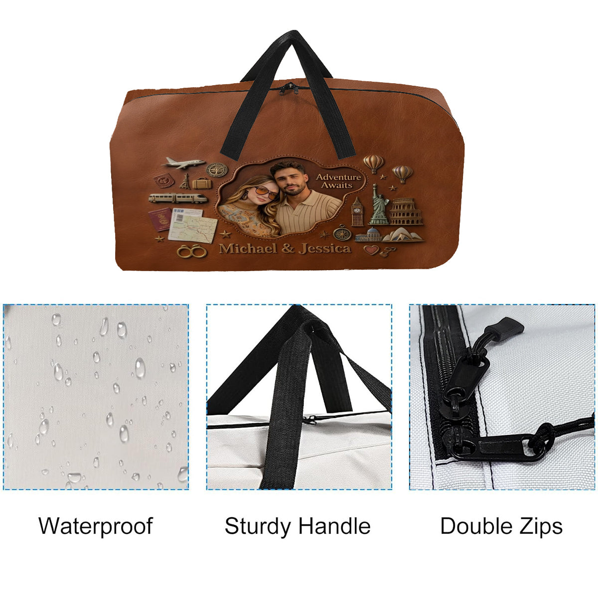 Adventure Awaits - Personalized Couple Duffle Bag