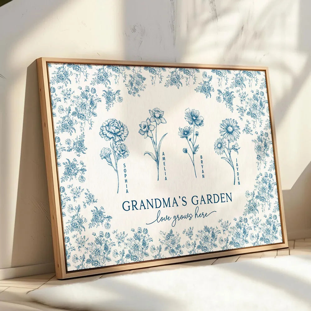 Personalized Grandma’s Garden Poster – Custom Gift for Grandma with Flower Design