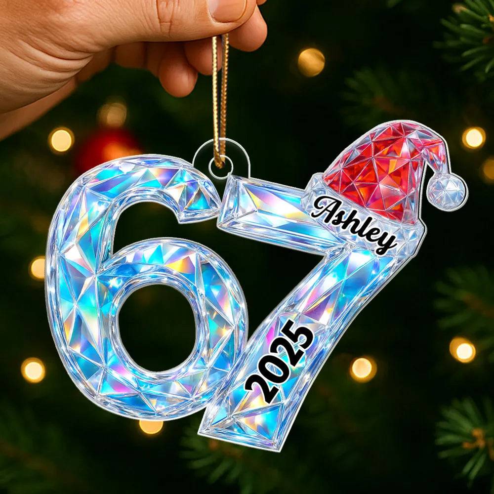 Six Seven Acrylic Ornament Christmas Tree Decoration – Trendy Gen Z Viral Quote Style, Unique Gift for Kids and Grandkids