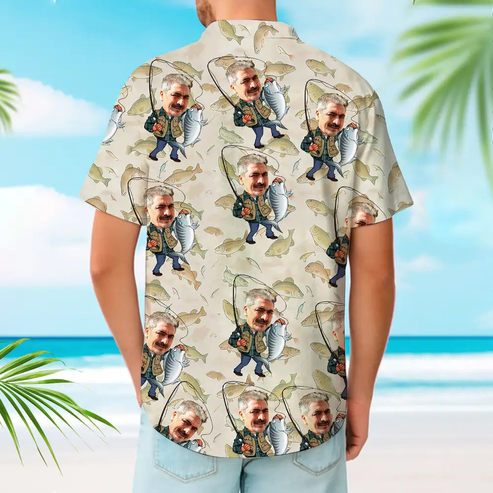Personalized Fishing-Themed Hawaiian Shirt – Cool Gift for Dad or Husband