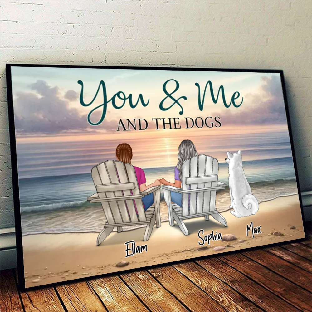 Personalized You, Me, and the Dogs Poster, Canvas, Plaque, and Keychain - Perfect Anniversary Gift for Pet Lovers3
