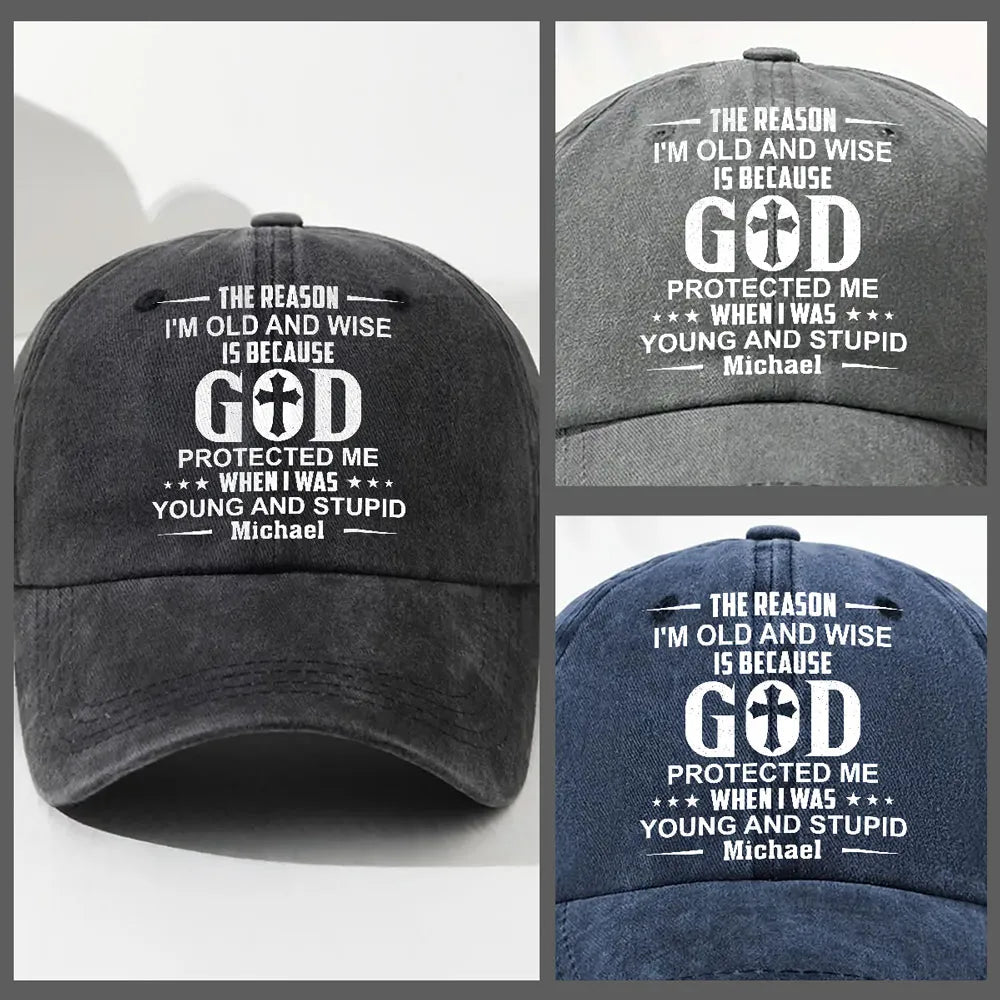 Washed Denim Baseball Cap with Funny Faith Quote, Personalized Vintage Hat for Everyday Outdoor Wear, Unique Gift