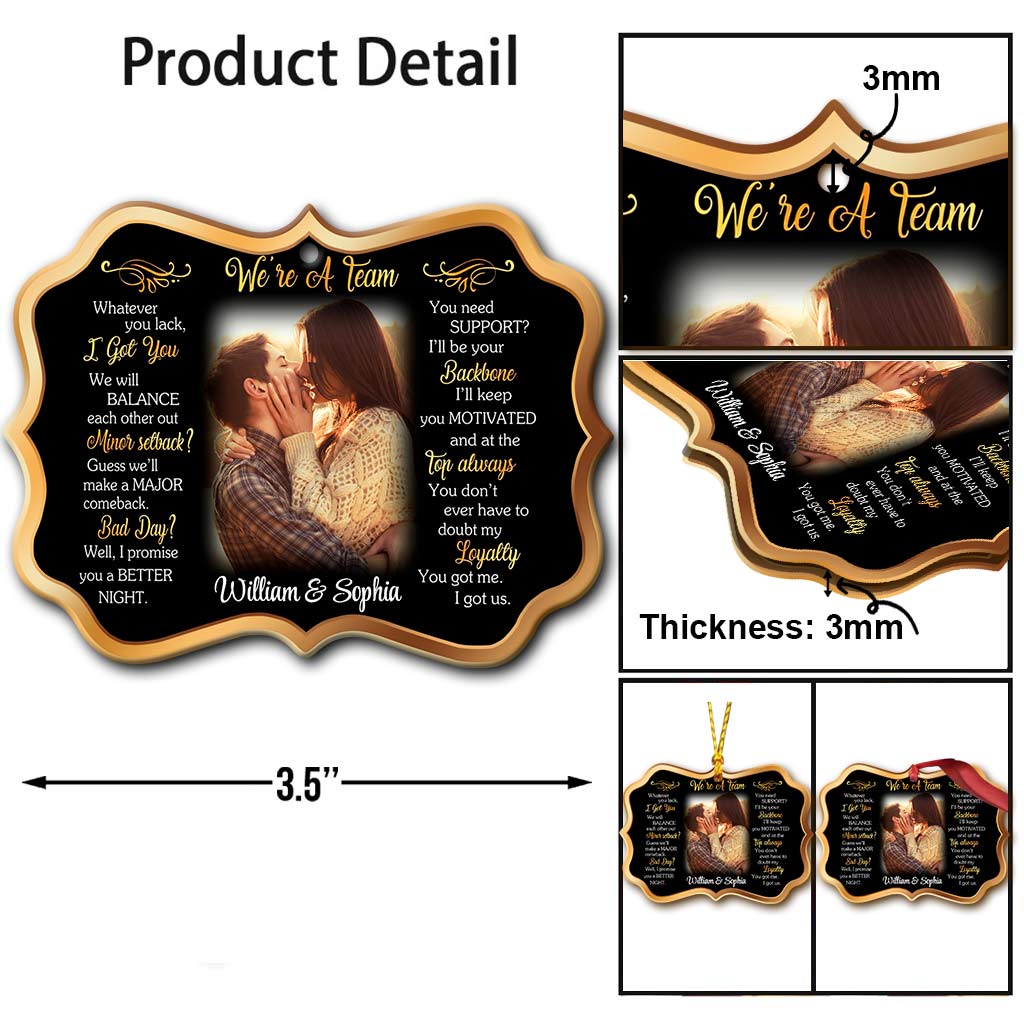 We Are A Team - Personalized Christmas Couple Ornament (Printed On Both Sides)