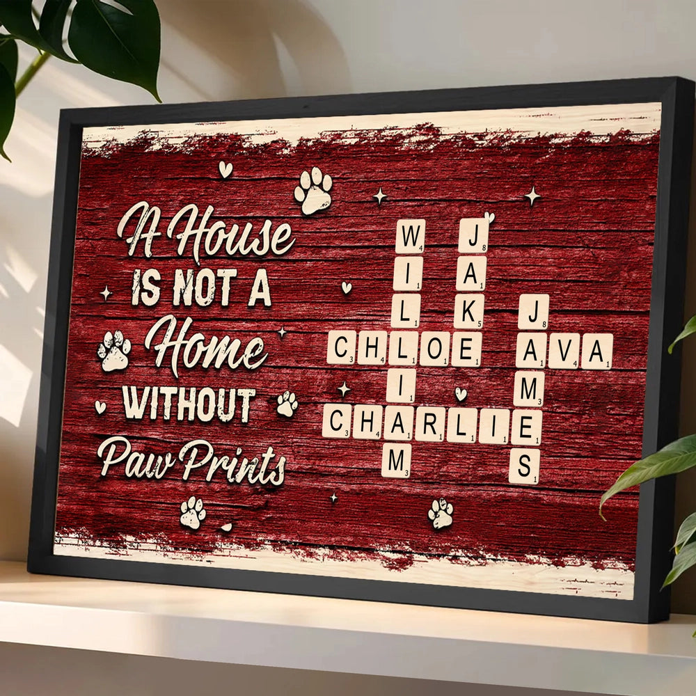 Family Crossword Paw Prints Poster — A Heartwarming Gift for Pet Lovers and Home Décor