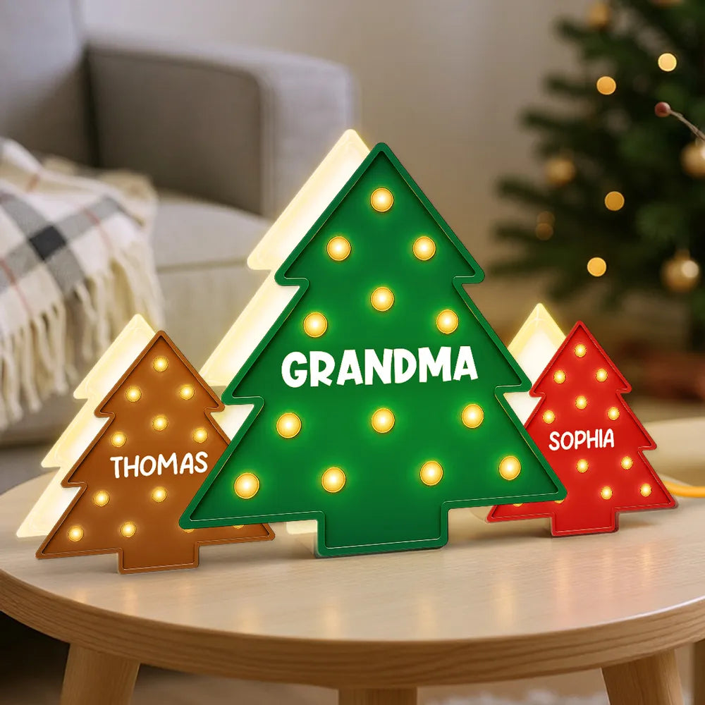Christmas Tree Acrylic Light Box – Personalized Holiday Gift for Grandma and Family