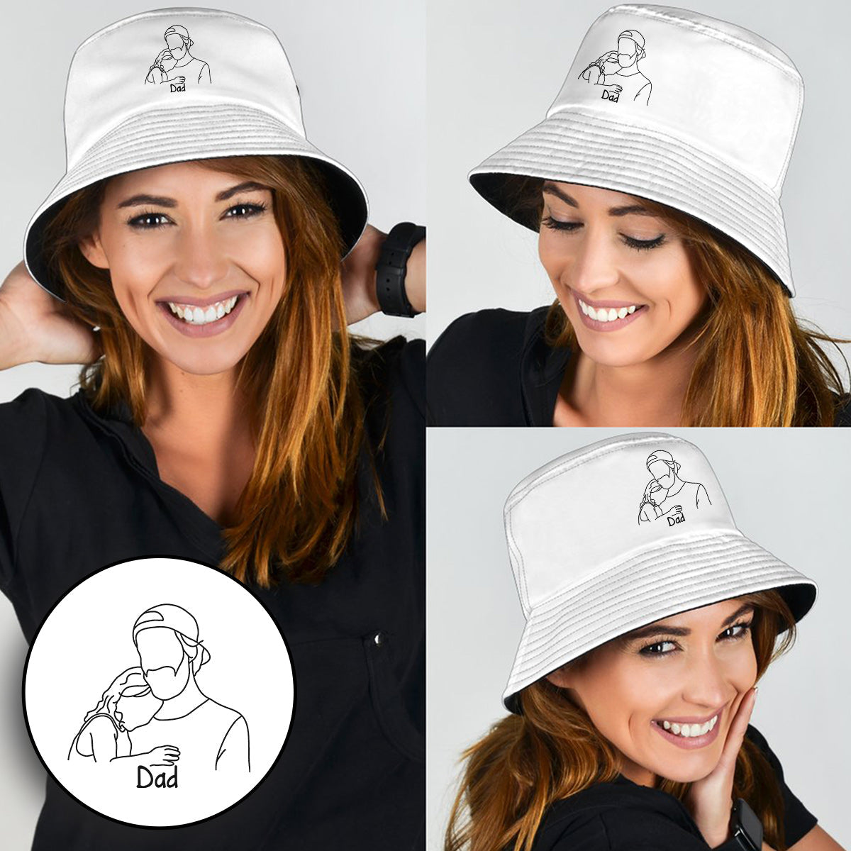 Custom Photo - Personalized Father Embroidered Bucket Hat