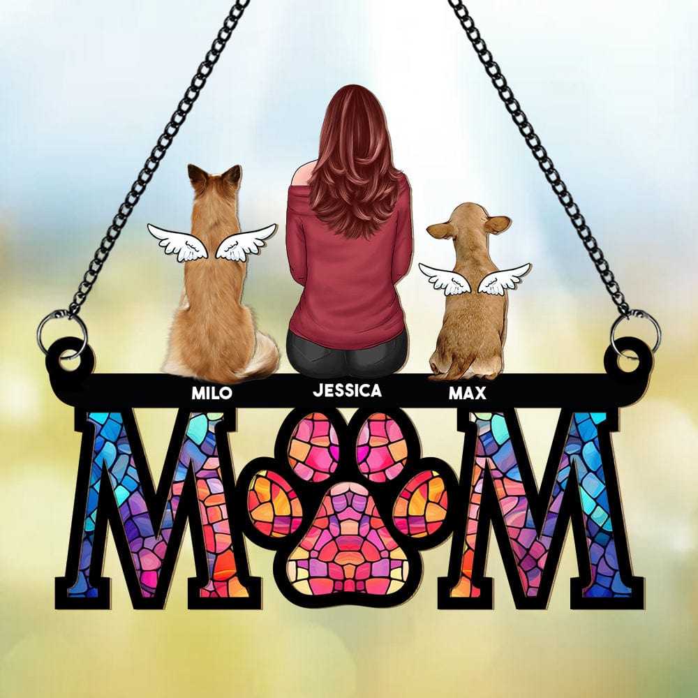 "Mom and Her Dogs" Themed Hanging Ornament, Wood and Acrylic Layers, Perfect Gift for Mother’s Day, Birthdays, or Special Occasions