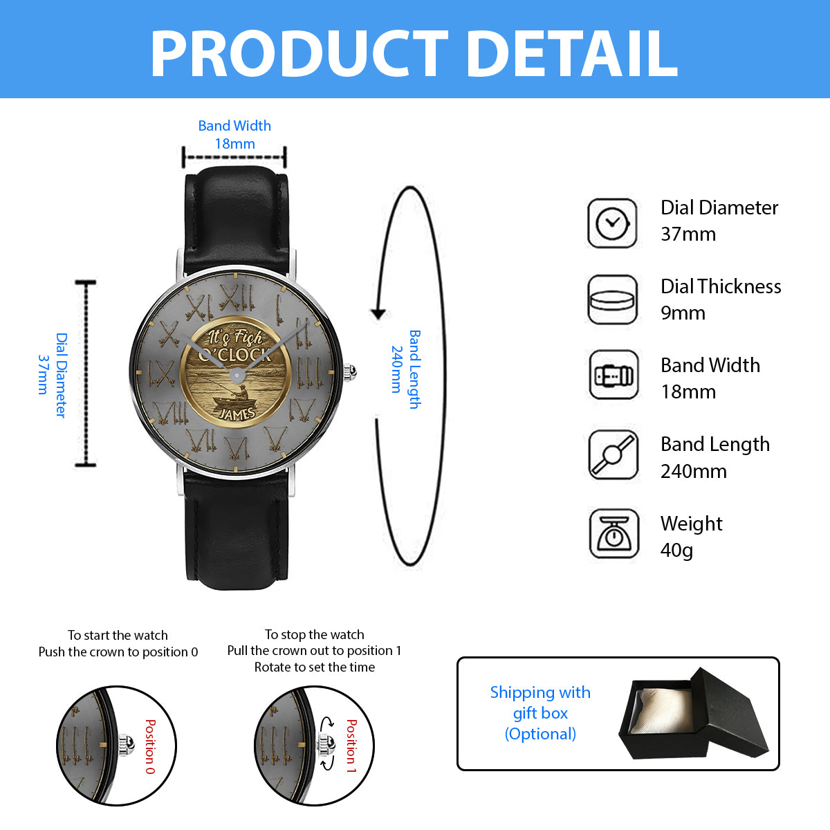 It's Fish O'clock - Personalized Fishing Hand Watch