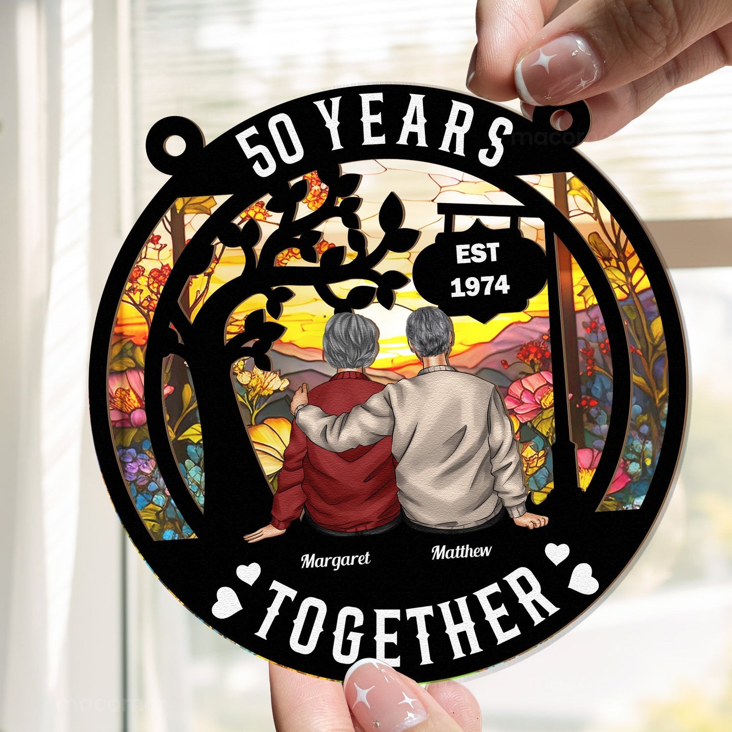 Together Always – Custom Wood and Acrylic Layered Ornament for Couples, Romantic Gift to Celebrate Lifelong Love