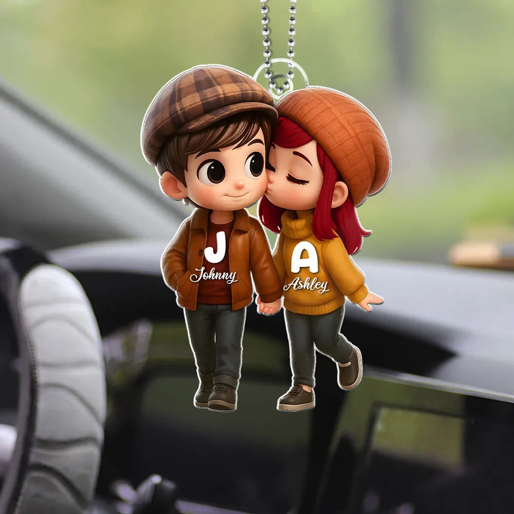 Personalized Couple's Acrylic Car Hanger – A Perfect Gift for Lovers