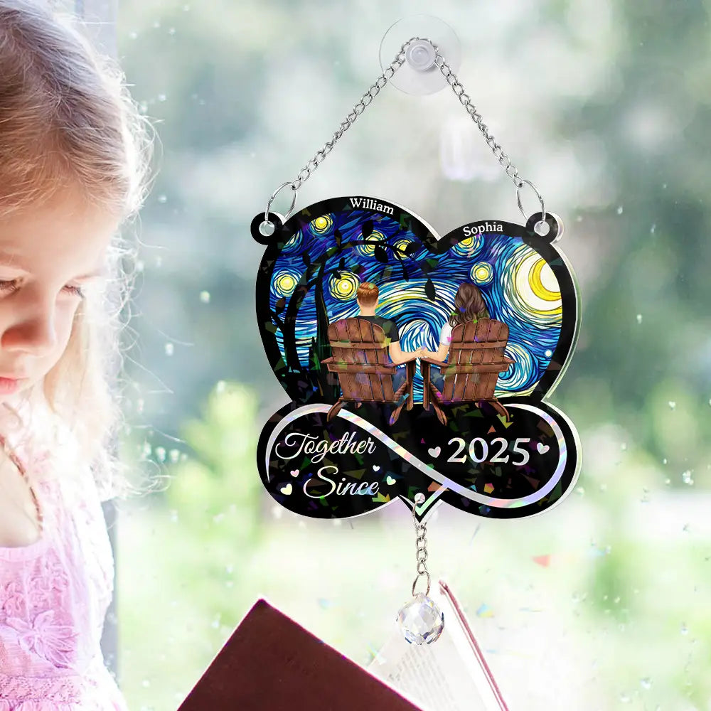 From Our First Kiss Till Our Last Breath Starry Sky Personalized Sun Catcher Ornament – Romantic Gift for Couple, Husband, Wife