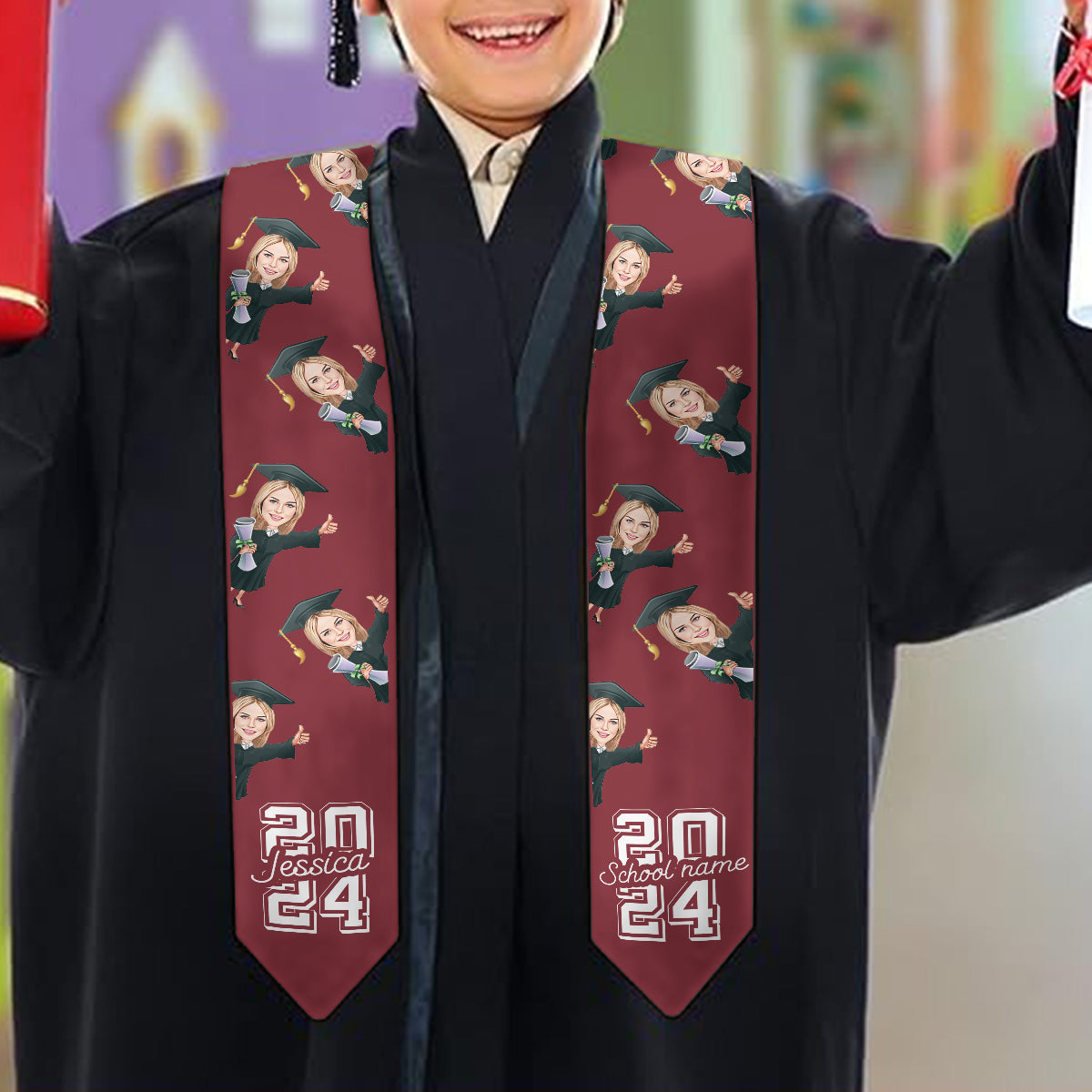 Caricature Funny Character - Personalized Graduation Graduation Stole