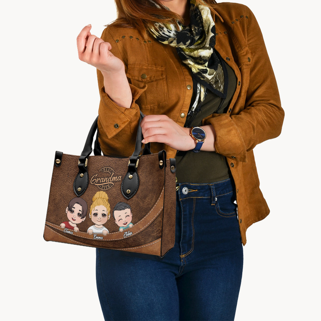 Best Grandma Ever - Personalized Grandma Leather Handbag