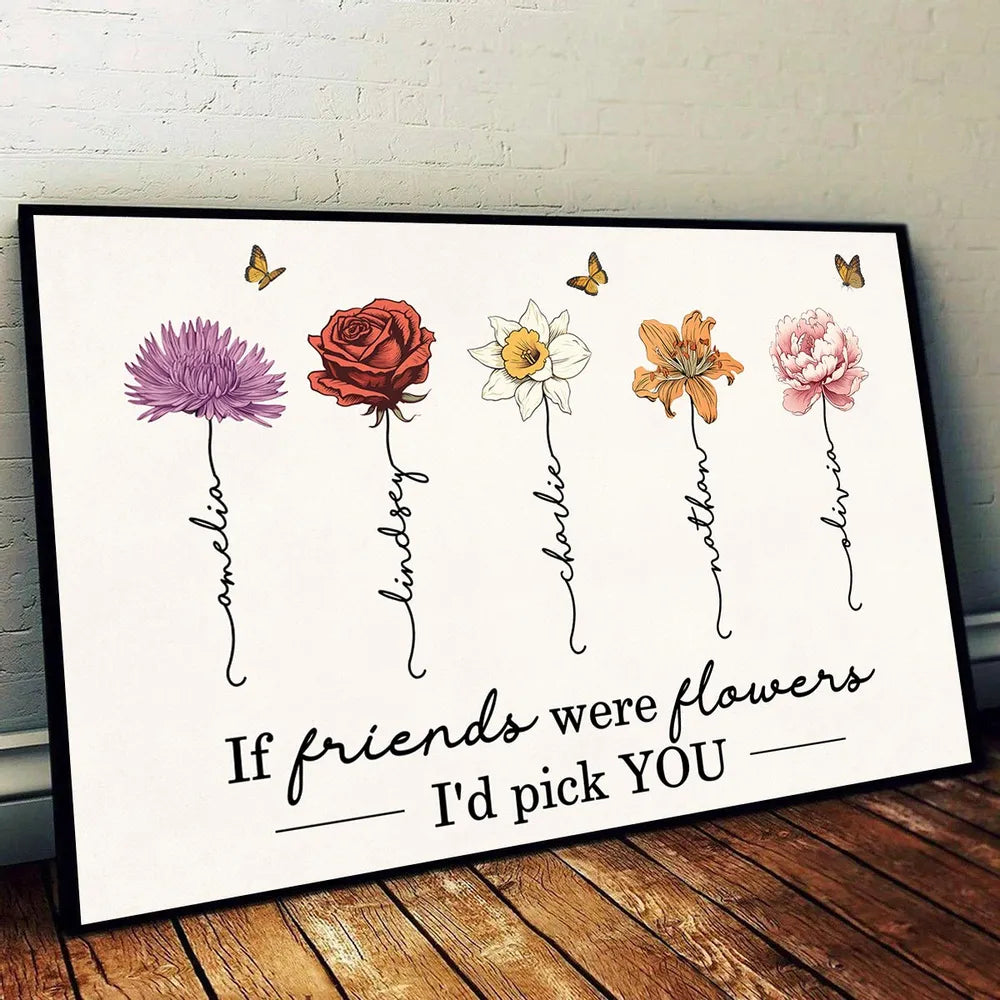 Personalized Poster Floral Friends Design High Clarity Beautiful and Practical Gift Choice