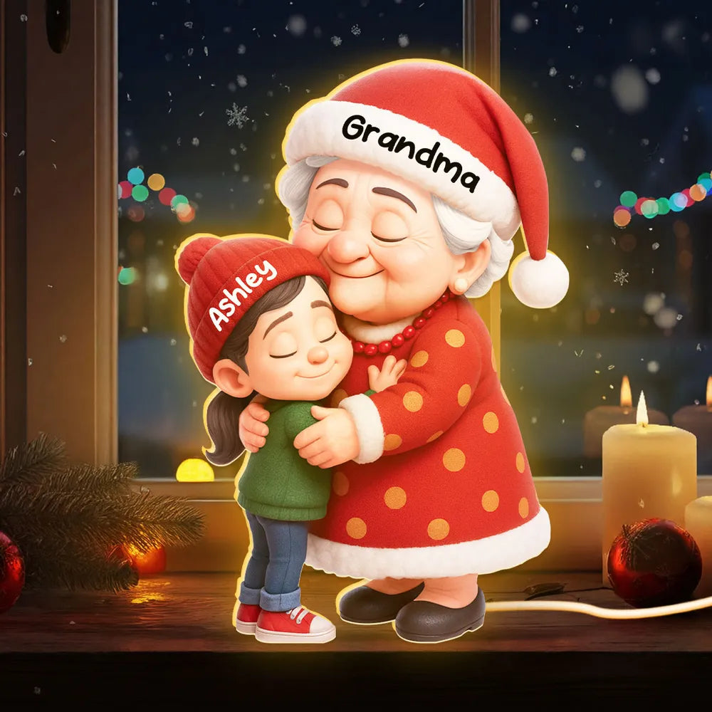 Grandma and Grandkid Hug Acrylic Light Box – A Heartwarming Christmas Gift of Love and Togetherness