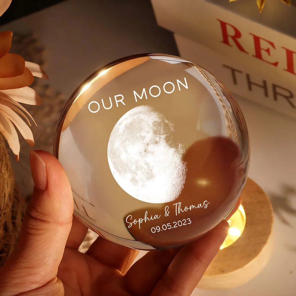 Custom Our Moon Globe Lamp, Cozy Romantic Room Glow, Meaningful Keepsake Gift for Wife Husband Girlfriend Boyfriend