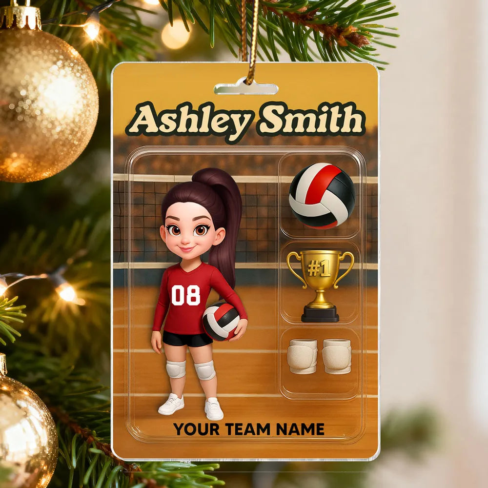 Acrylic Ornament - Custom Volleyball Player on Court, Festive Keepsake, Easy to Hang, Unique Gift for Players & Coaches