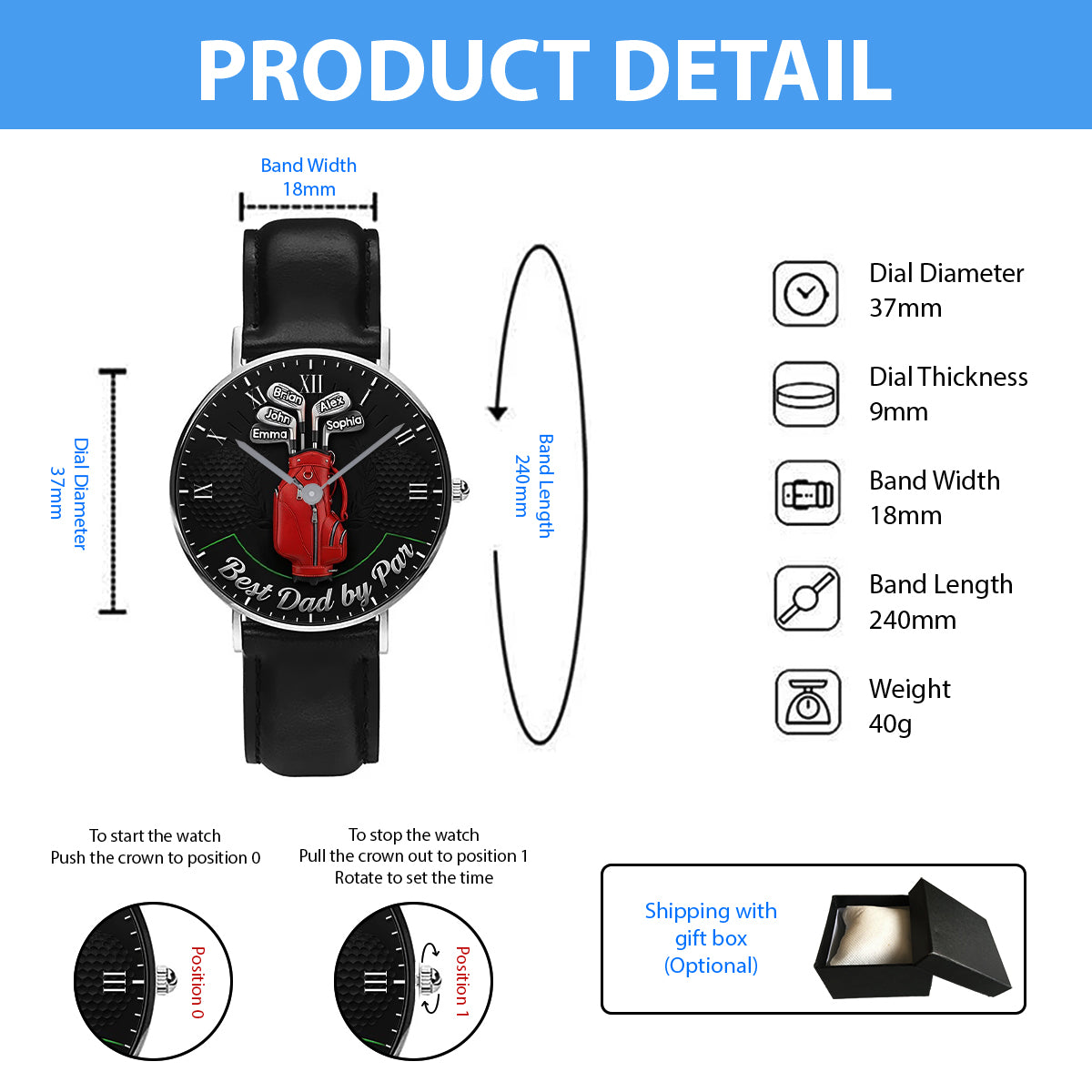 Best Dad By Par - Personalized Golf Hand Watch