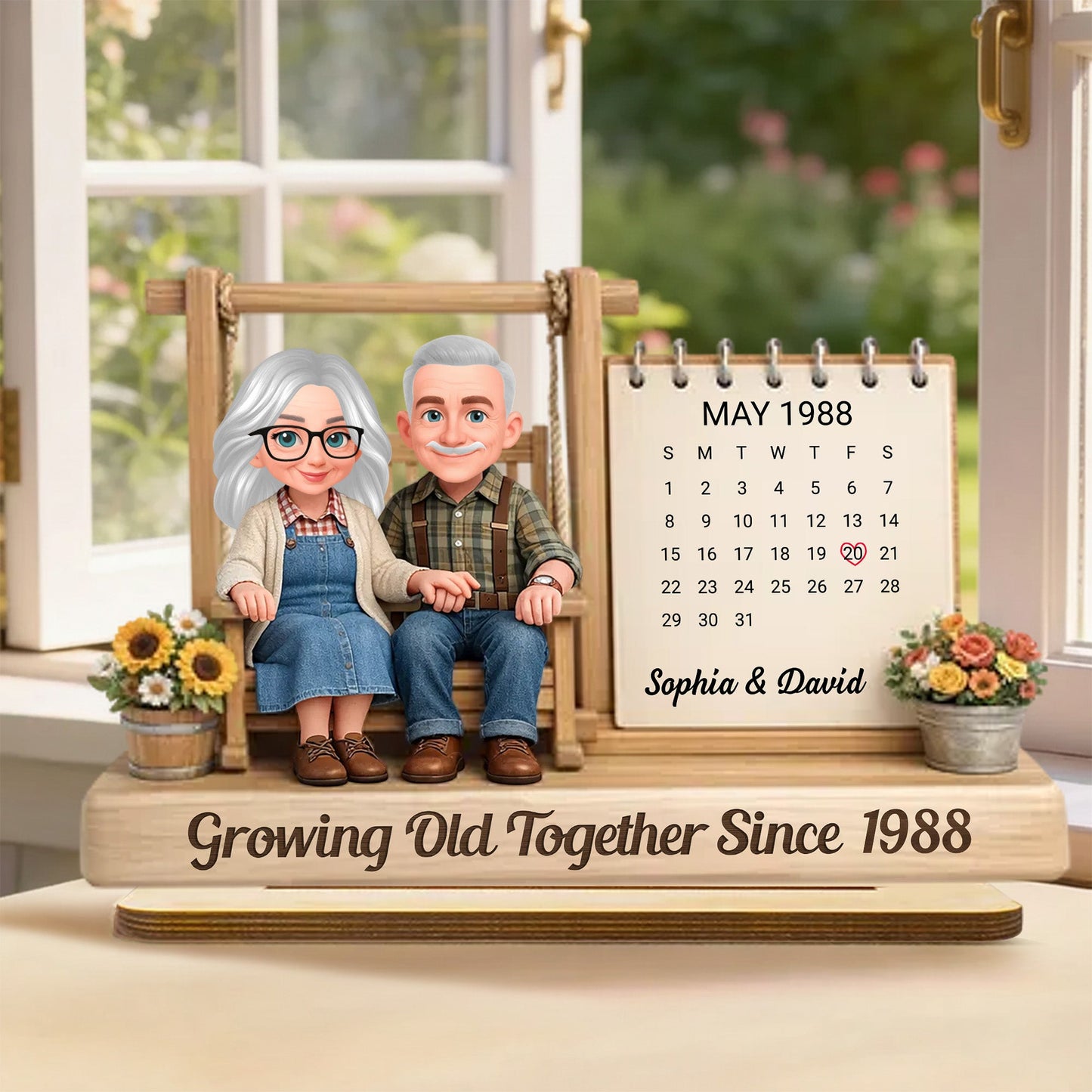 Growing Old Together Personalized 2-Layer Wooden Plaque - Sweet Couple Keepsake for Home Display, Thoughtful Gift for Him or Her