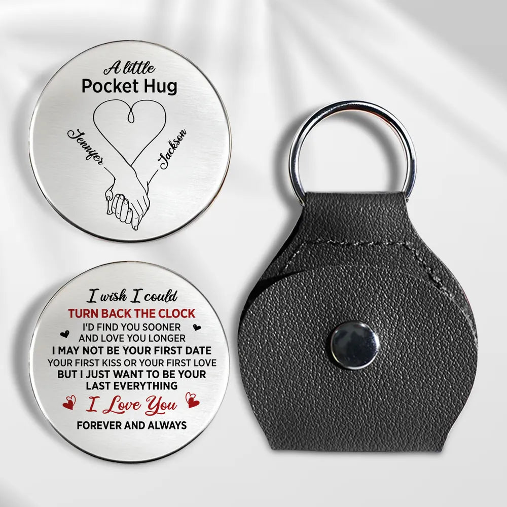 Personalized Pocket Hug Token with Holding Hands Heart Design, Everyday Love Keepsake, Unique Romantic Gift