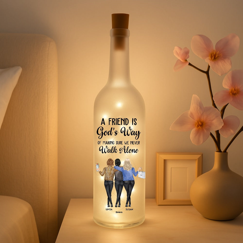 A Friend Is God's Way Bottle Lamp – Personalized Light-Up Gift for Best Friends
