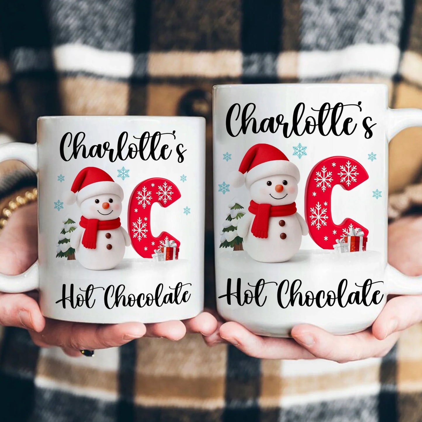 Custom Snowman Initial White Ceramic Mug for Hot Chocolate & Morning Coffee – Festive Personalized Christmas Gift, Fun and Cute Winter Present