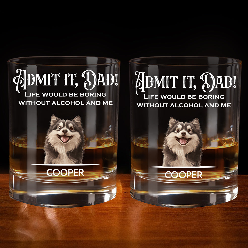 Custom Dog-Design Whiskey Glass for Dad – Personalized Pet Cup Gift