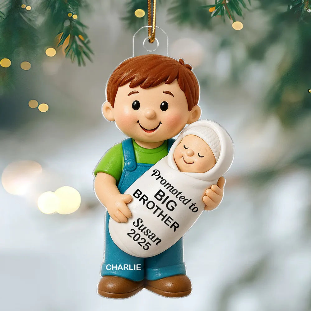 Big Sister Big Brother and New Baby Acrylic Ornament, sweet sibling hug, Christmas tree keepsake, heartwarming décor, a thoughtful gift for growing families