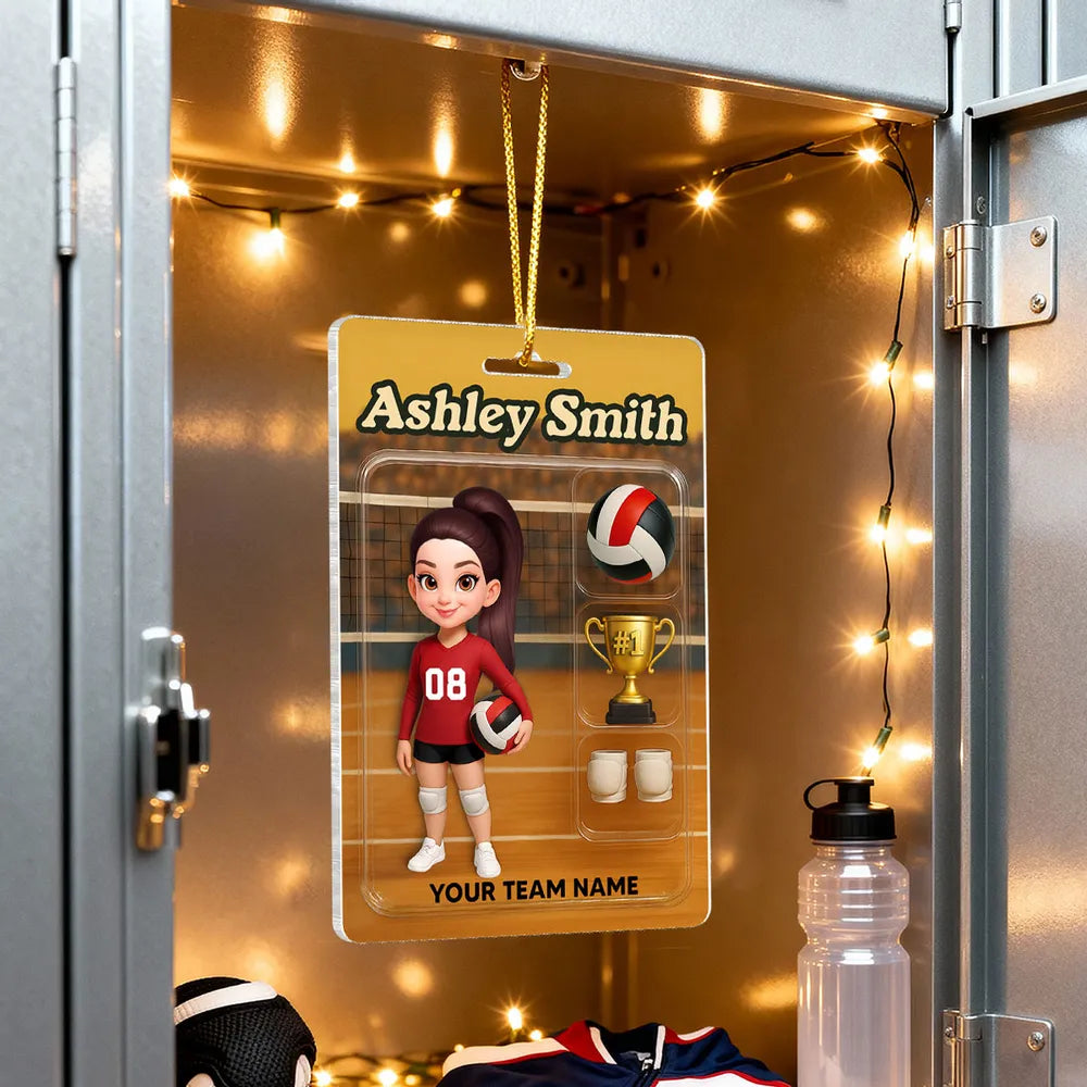 Acrylic Ornament - Custom Volleyball Player on Court, Festive Keepsake, Easy to Hang, Unique Gift for Players & Coaches