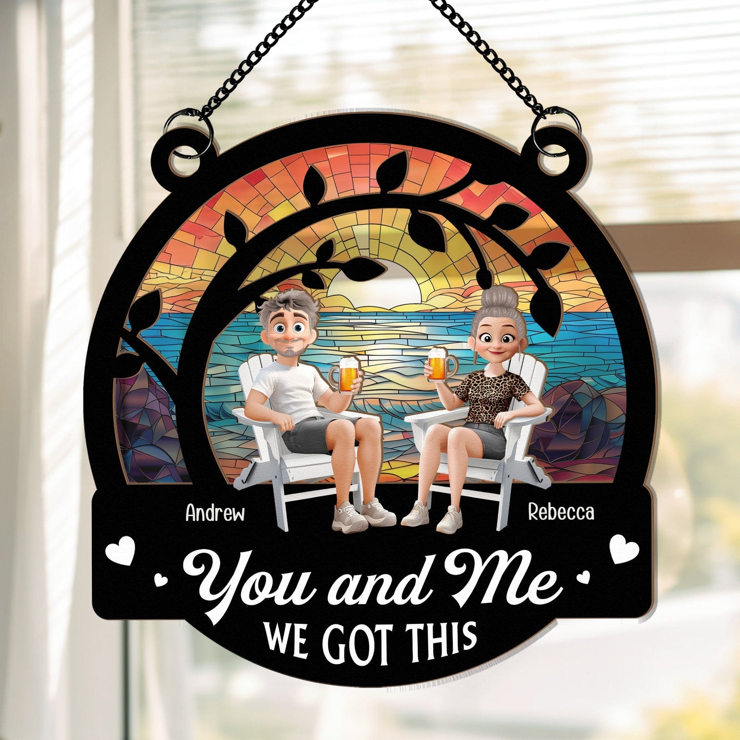 You and Me We Got This – Personalized Wood and Acrylic Layered Ornament for Couples