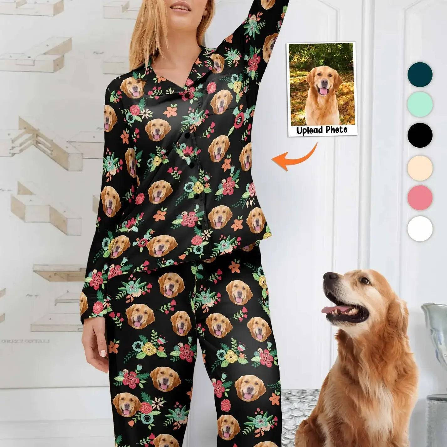 Custom Pet Face Flower - Personalized Photo Women's Pajamas Set- Ideal for You or as a Gift
