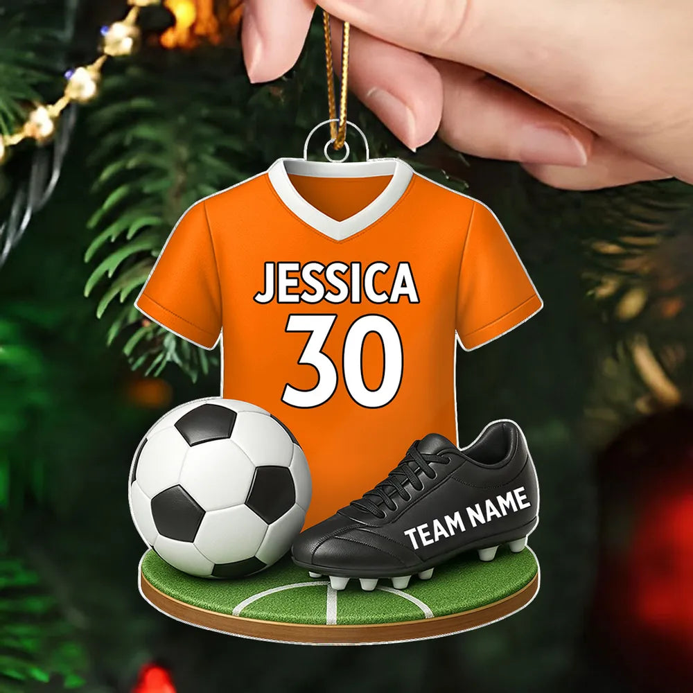 Custom Acrylic Soccer Ornament - Personalized Jersey Keepsake Gift