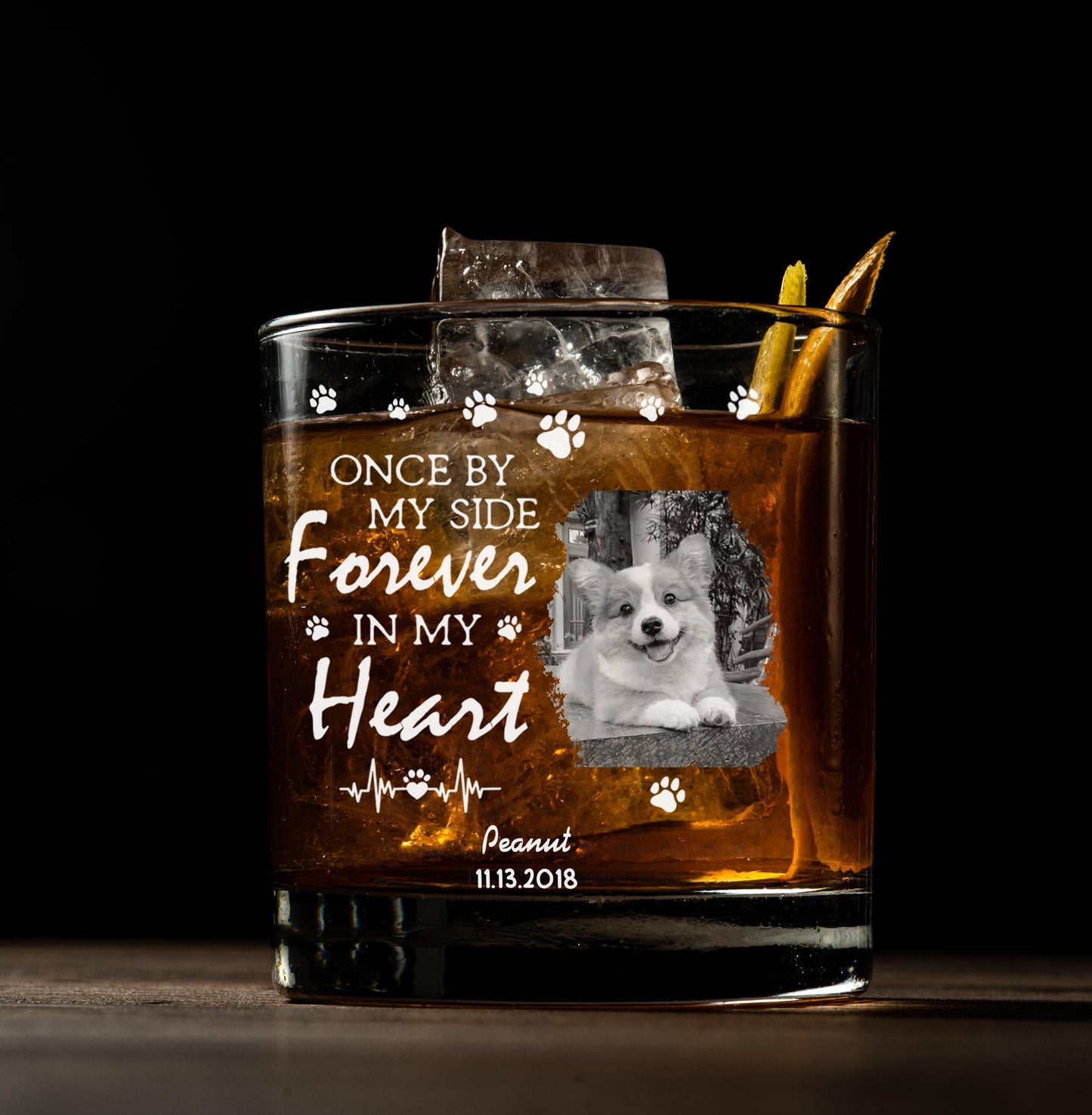 Personalized Pet Memorial Pottery Mug, "Forever in My Heart" Custom Keepsake with Photo and Name